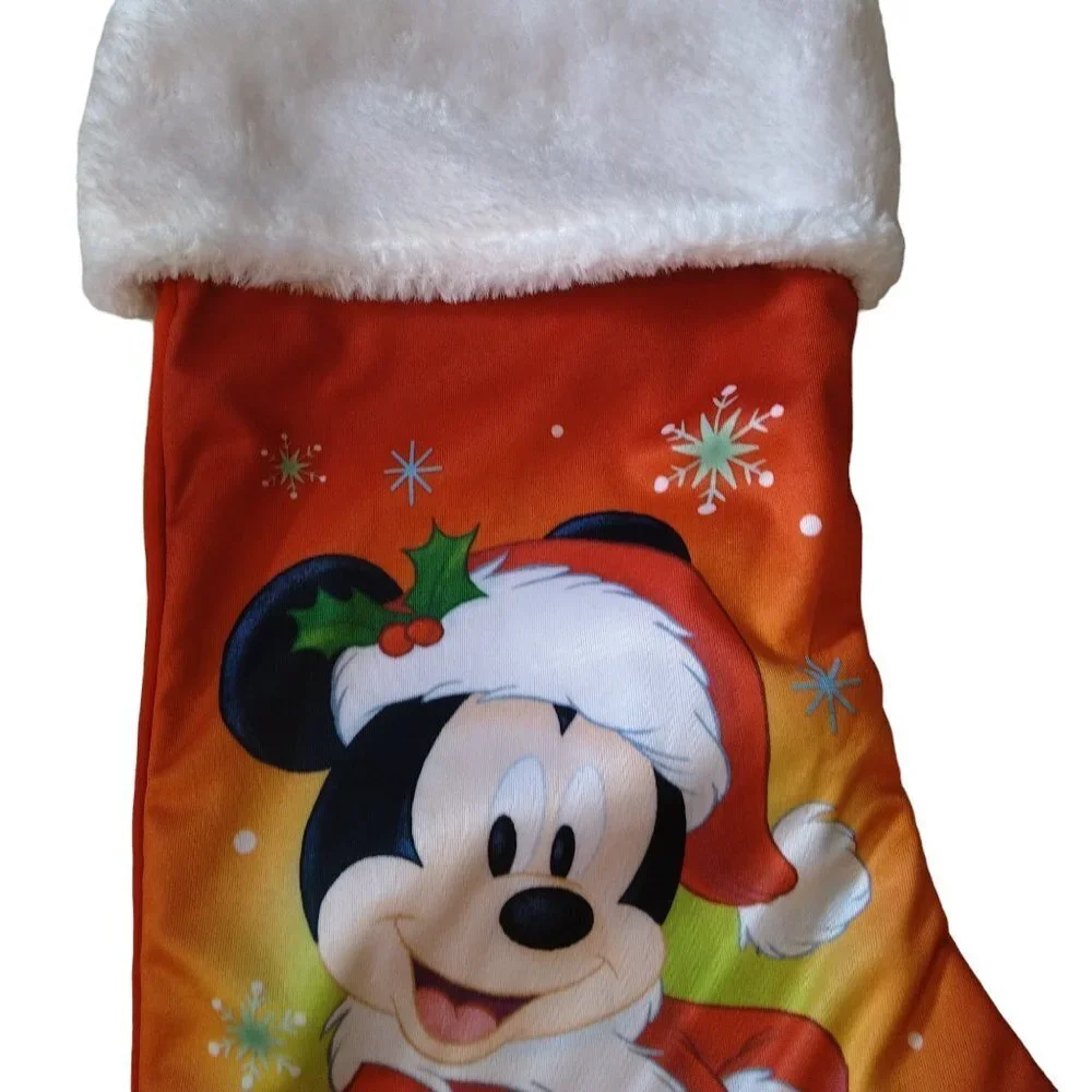 Disney Mickey Mouse Holiday Christmas Stocking Red With White Cuff CB1